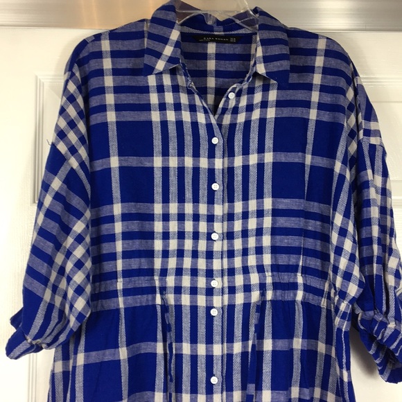 Zara Woman Blue Plaid Dress X-Large - Picture 3 of 15